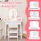 Costway Kids Vanity Set with Lighted Mirror Chair 2-Color LED Lighting for Girls Makeup White/Pink